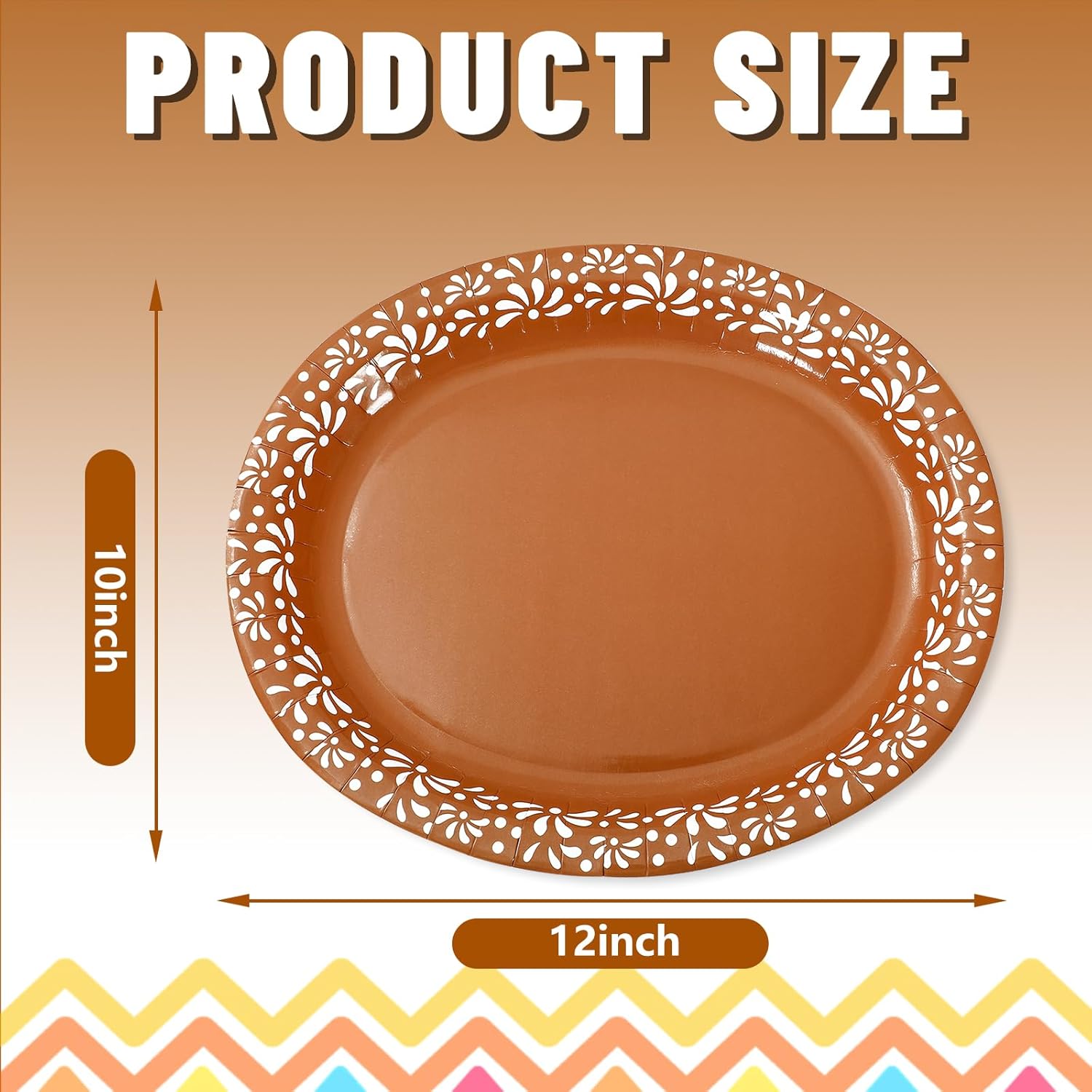 Whaline 50 Pcs Cielito Lindo Paper Plates 12 x 10 Inch Platos De Barro Mexicanos Disposable Dinner Plates Terracotta Clay Pottery Mexico Fiesta Party Supplies for Baby Shower Wedding Decor
