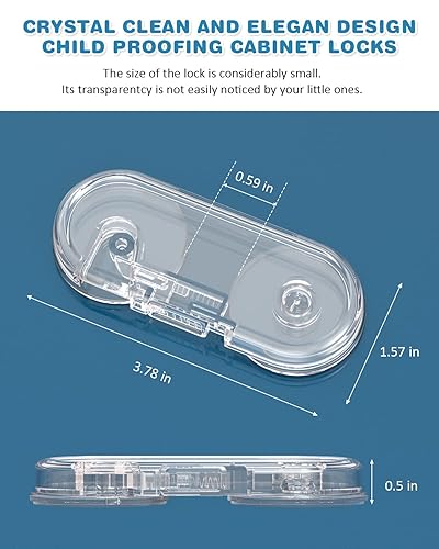 Miniatura 6 de Cerraduras de gabinete de seguridad para niños, cerraduras a prueba de bebés para armarios, paquete de 10 DUOSI sin tornillos e imanes para