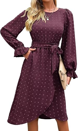 Vestidos de verano sin mangas para mujer, vestido bohemio informal con cinturón, abertura, cuello redondo y bolsillos