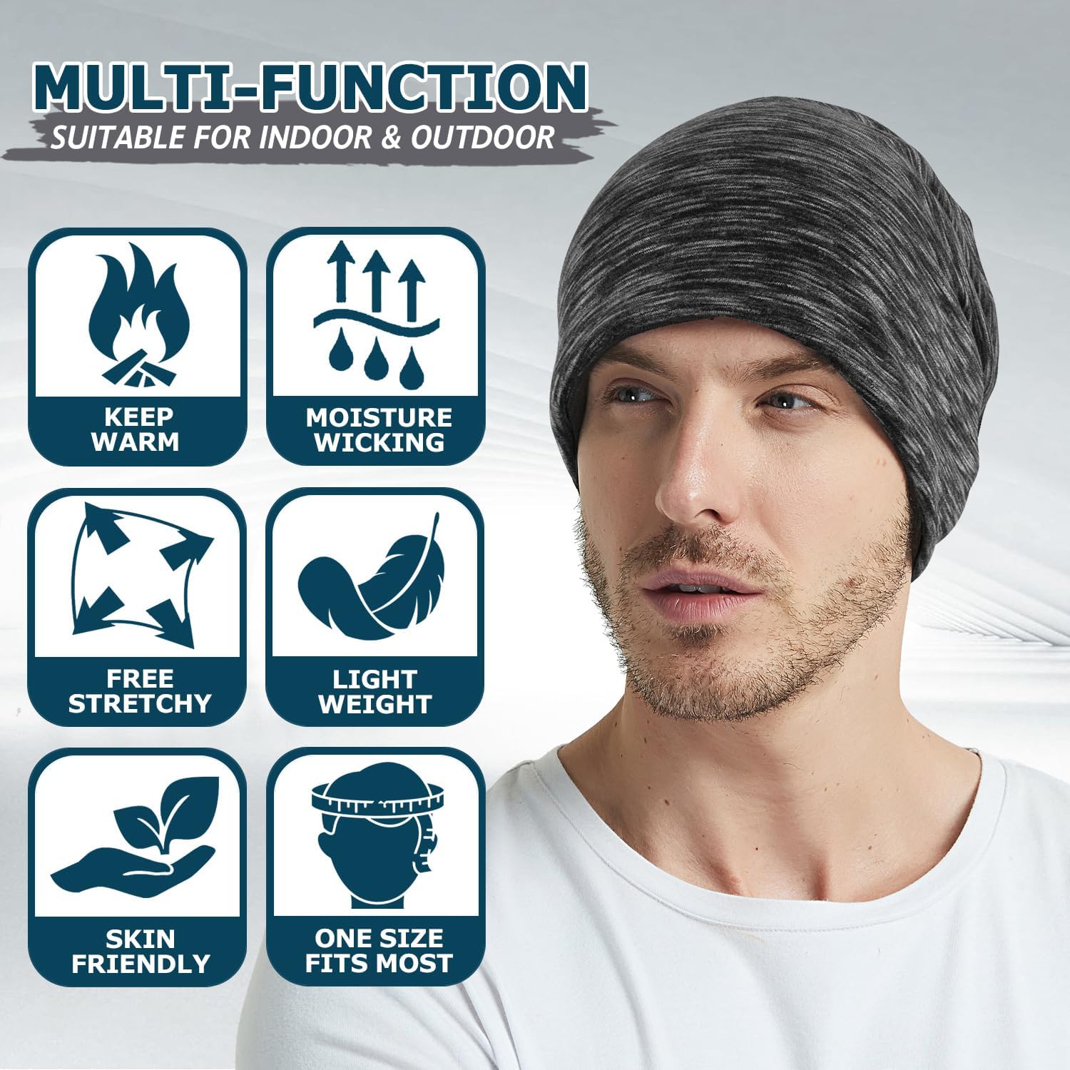 EINSKEY Lightweight Slouchy Beanie for Men Women, Oversize Thin Cotton Skull Cap Chemo Cap Night Sleeping Hat for All Seasons - Image 7