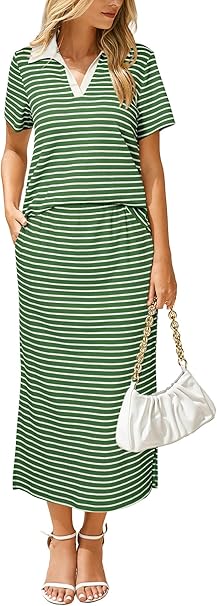 Glamaker Womens Two Pece Short Sets Summer V Neck Travel Outfts