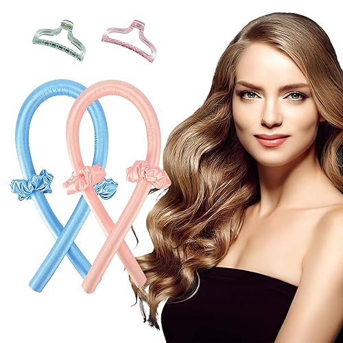2 diademas de barra rizadora sin calor rizador de cabello sin calor para cabello largo cinta de rizo sin calor con pinzas para el cabello y