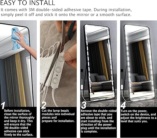 Miniatura 7 de Luces de espejo LED, luces de maquillaje estilo Hollywood, 10 pies6000 Kregulablesadaptador de 12 Vtira de luces autoadhesivas para espejo,