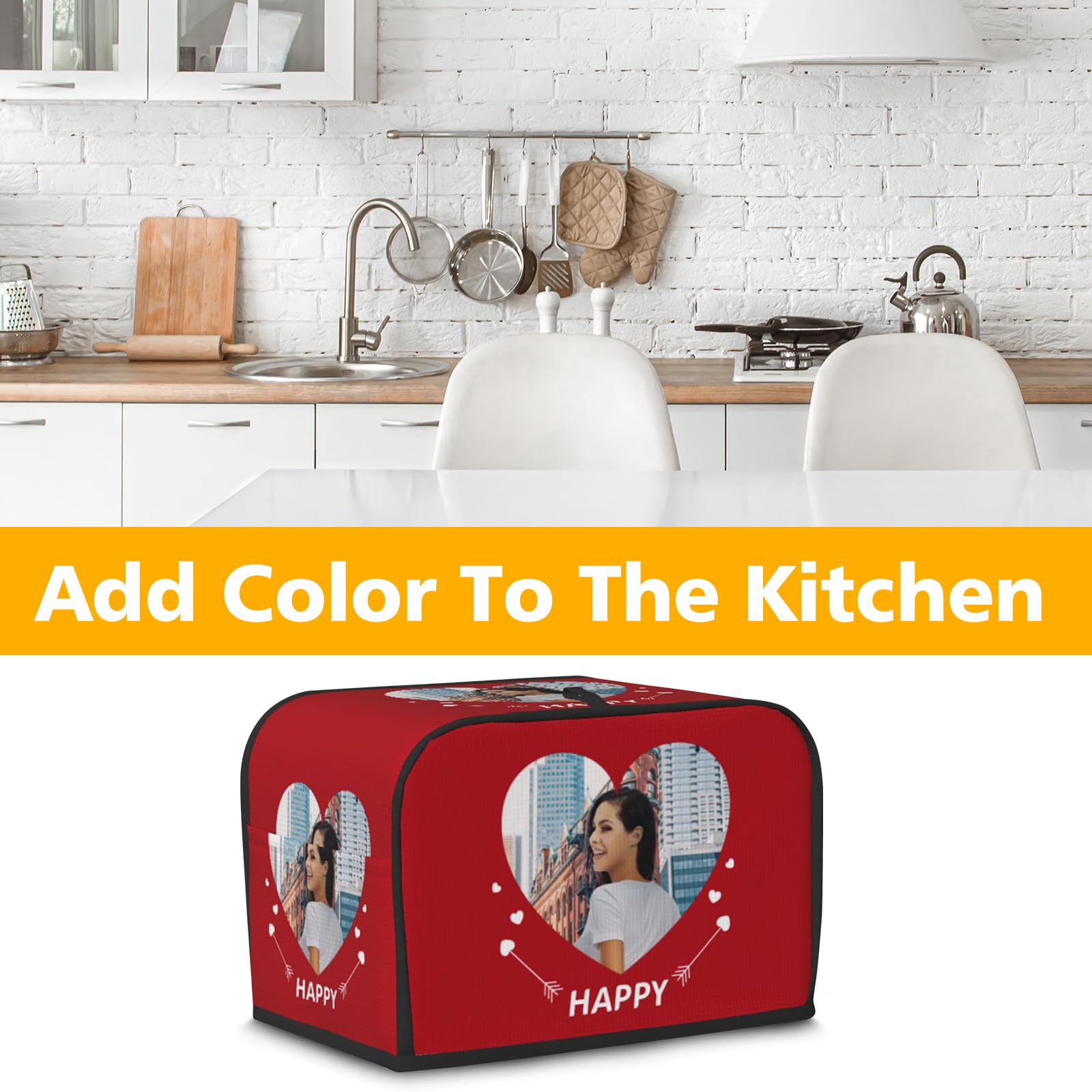 Toaster Cover,Custom Toaster Covers 2 Slice Wide Slot with Loop,Small Appliance Cover for Most Standard 2 Slice Toasters Machine Washable/Fingerprint Protection Kitchen Accessories (Heart Picture)