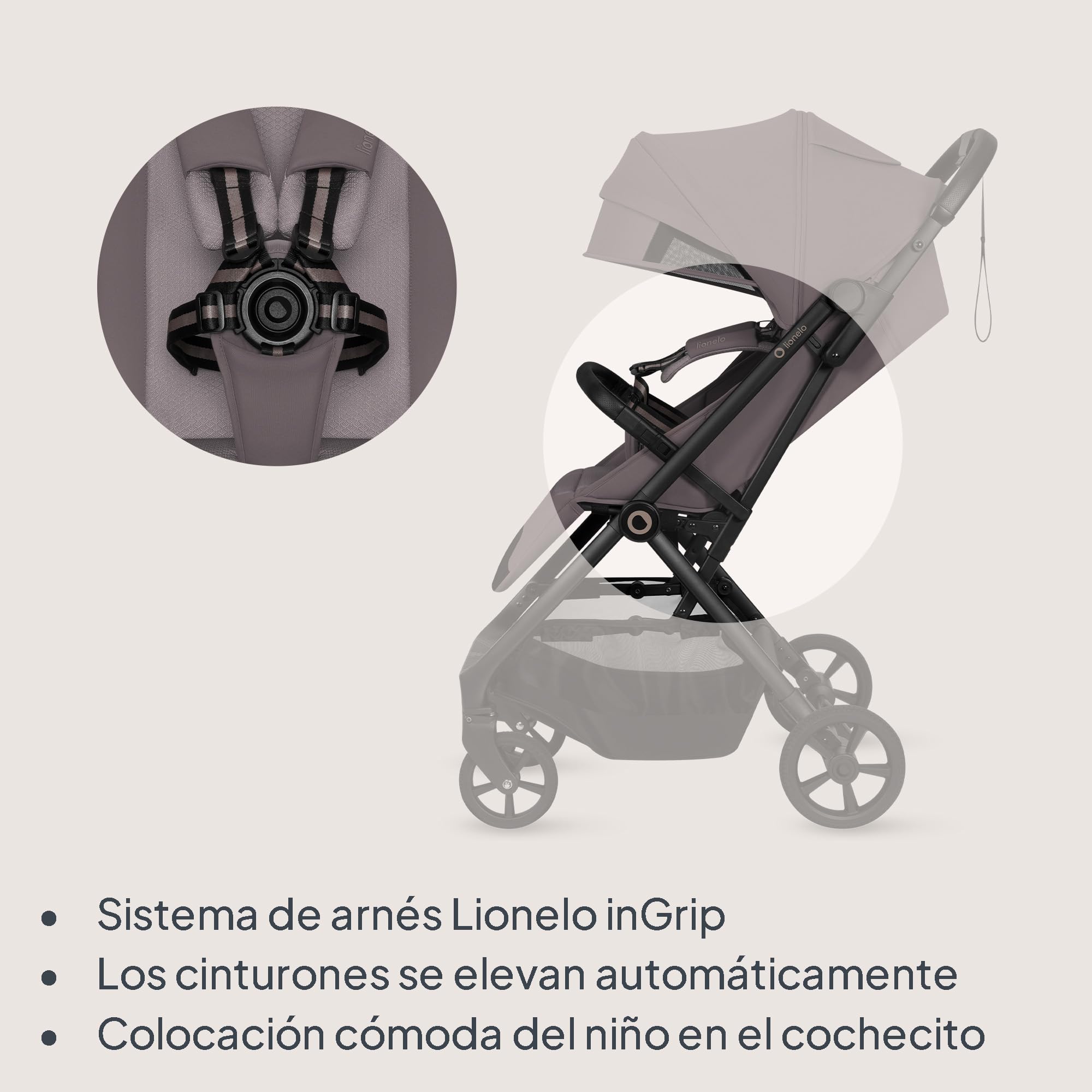 Lionelo Tansi Silla de Paseo Ligera y Carrito Bebé Compacto, hasta 22 kg, Plegado Automático con una Mano, Posición Reclinable, Ruedas GravelTech con Amortiguación, Capota Impermeablee, Mosquitera — view 5
