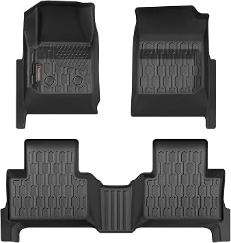 Car Mat, Automotive Floor Mats, Compatible with Cv Crew cab2015-2022, Two Rows & 3PS, All-Weather TPE Floor Footrest Black