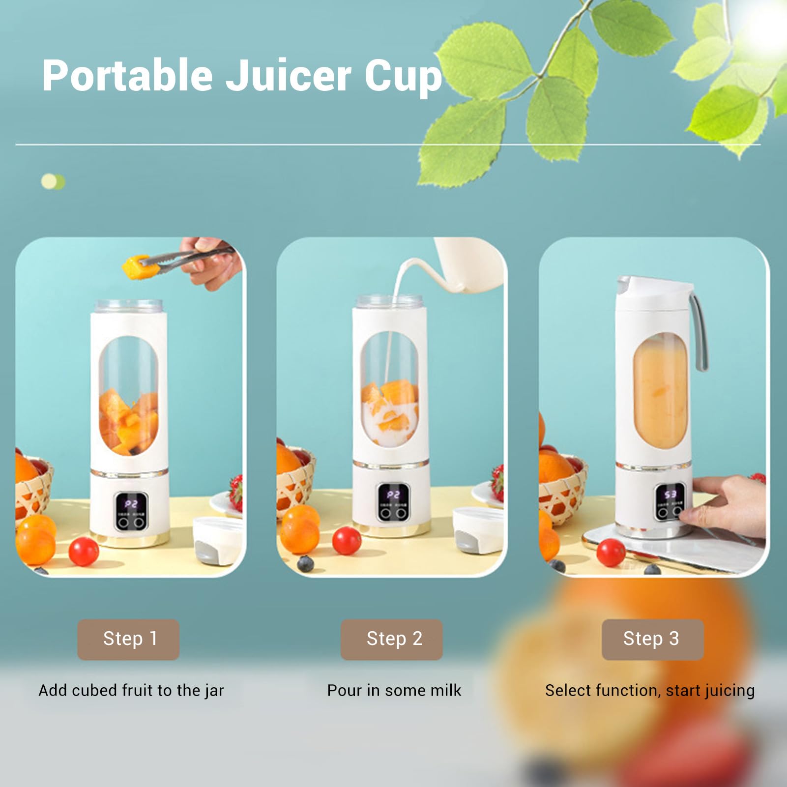Blender Portable Haute Puissance USB Rechargeable Lames Acier Inoxydable 450ml Capacité Voyage Maison Bureau Saine Déplacement