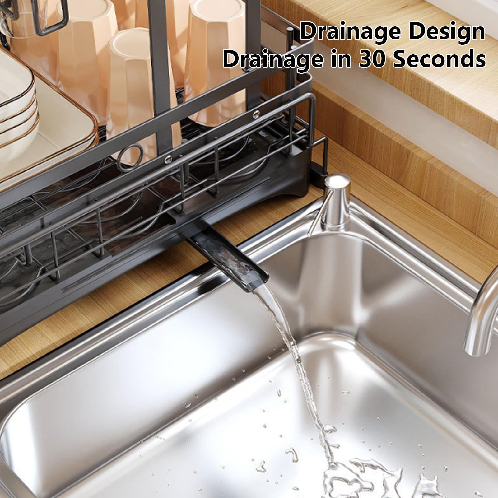 Escurridor De Platos Organizador Extensible De Acero Al Carbono Para | Escurridor Cocina Para Cuenco Taza Cubiertos Esponja Espátula Hogar Casa Rural