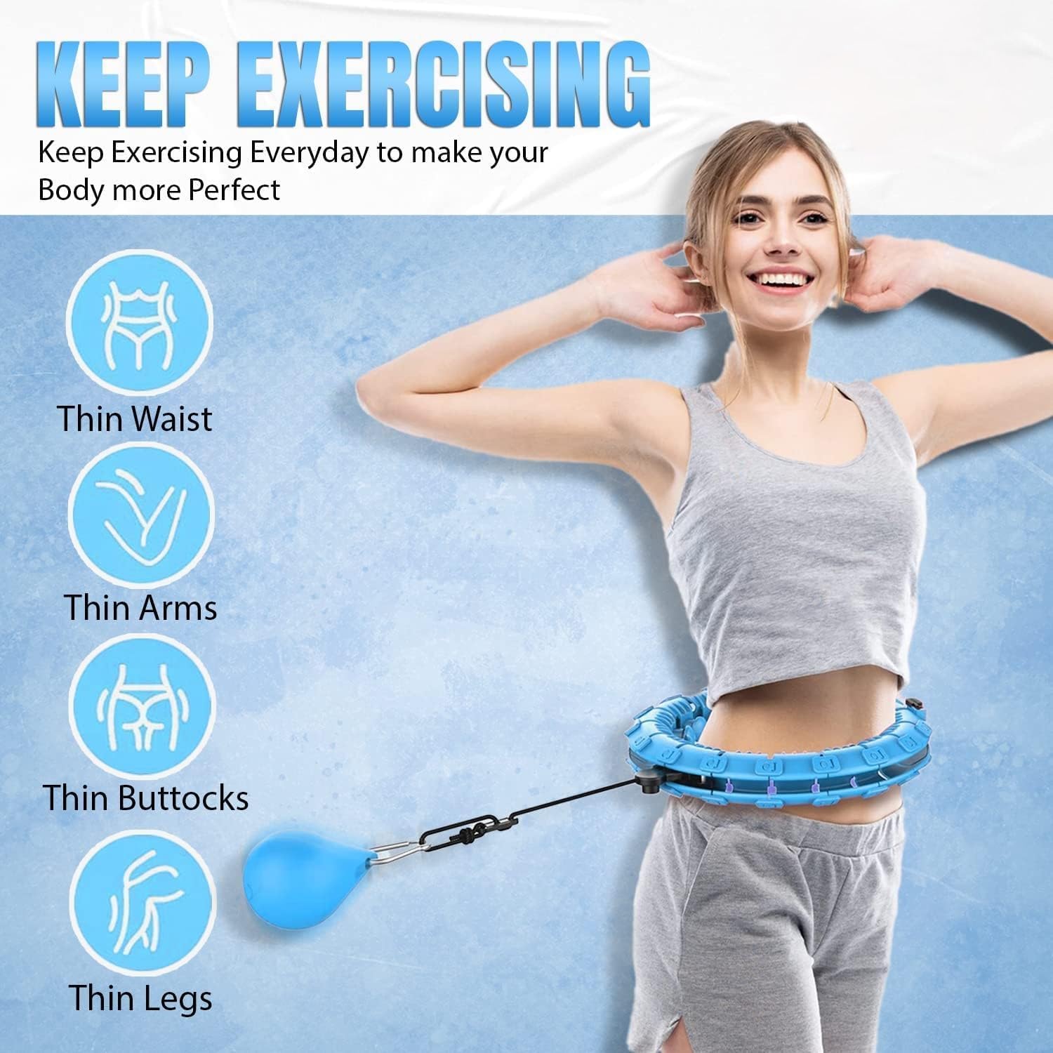 GOPINATH ECOM Smart Weighted Hula Hoop for Adults Weight Loss 24 Knots Adjustable Infinity Hoop with Ball 360° Massage Waist Trainer Fitness Hoop for Home Exercise Durable ABS Plastic Easy Assembly 3