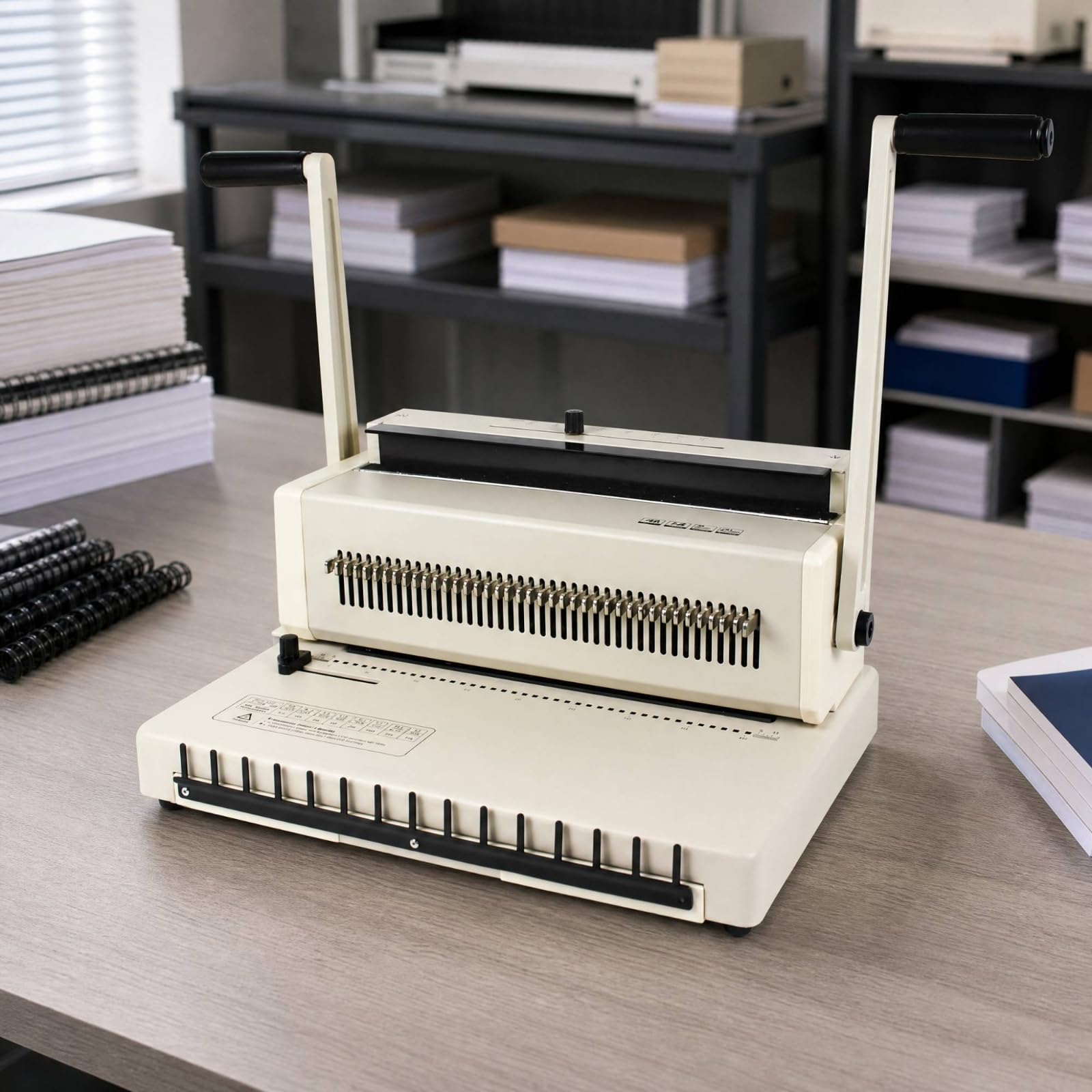 TISHITA Handbetriebene Loch- und Bindemaschine manuell Drahtbindegerät mit Metallkonstruktion professionell Papierlochmaschine für Büroangestellte, Heimarbeit,