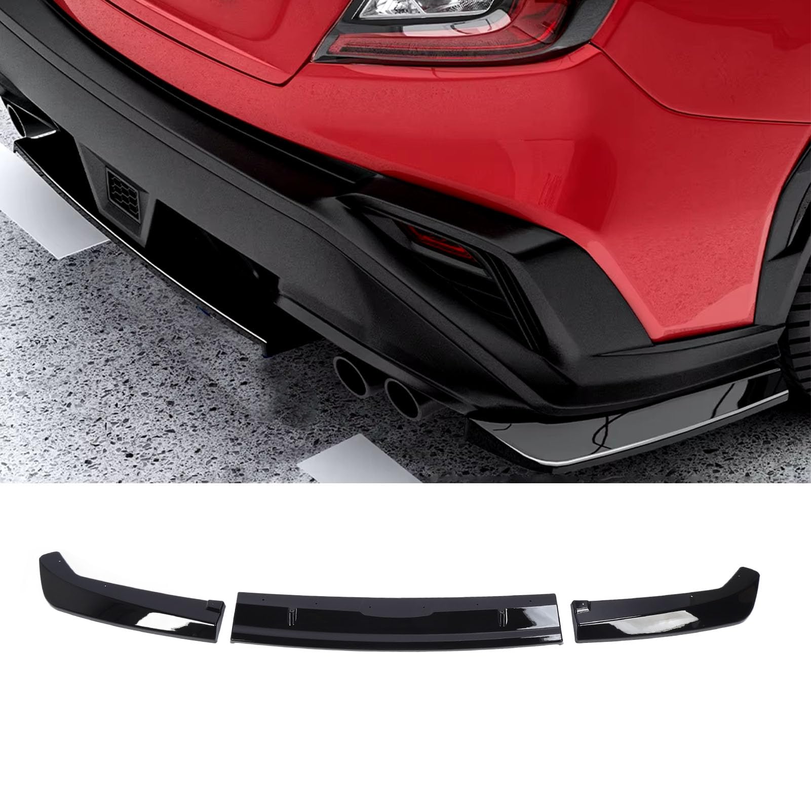 CHICIRIS Glossy Black 3 Pcs Rear Bumper Lip Splitter Kit for VB 2022