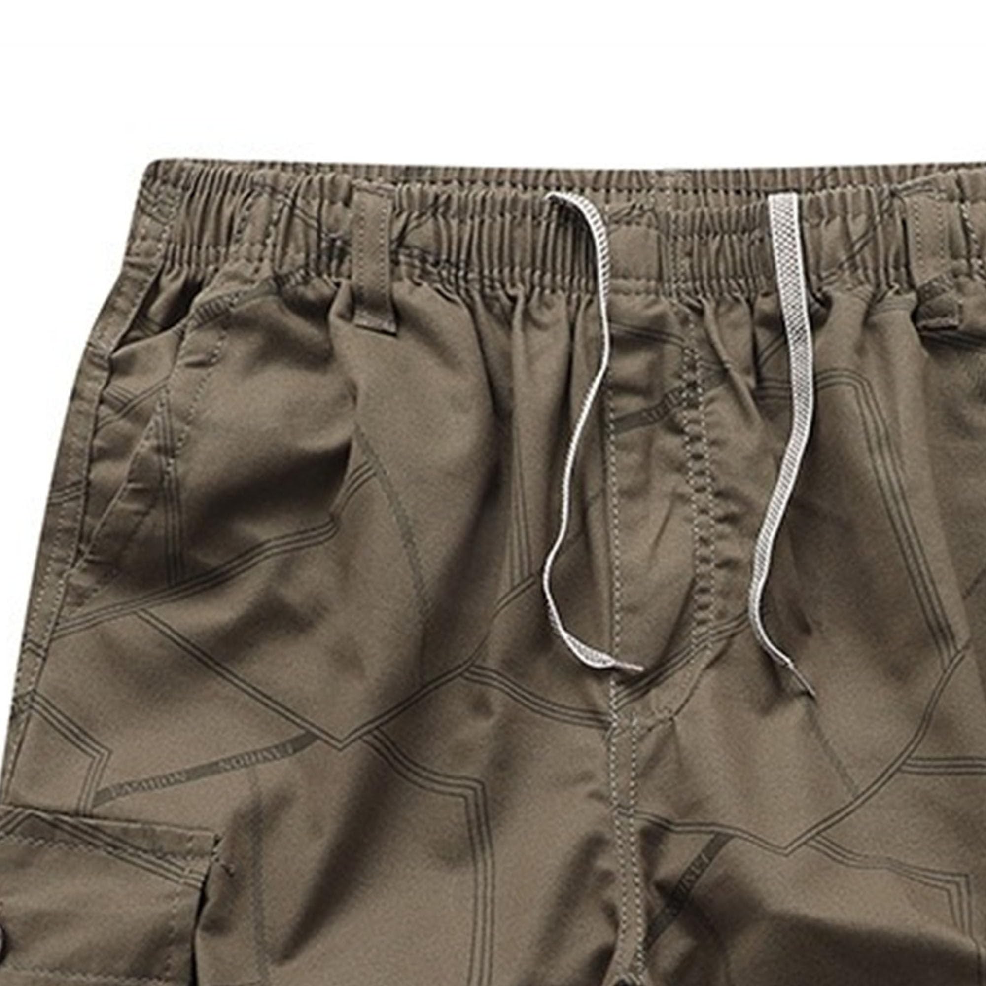 Maiyifu-GJ Men's Capri Cargo Shorts Below Knee Length Outdoor Shorts Workout Twill Multi Pockets Work Cargo Shorts (Coffee2,X-Large)