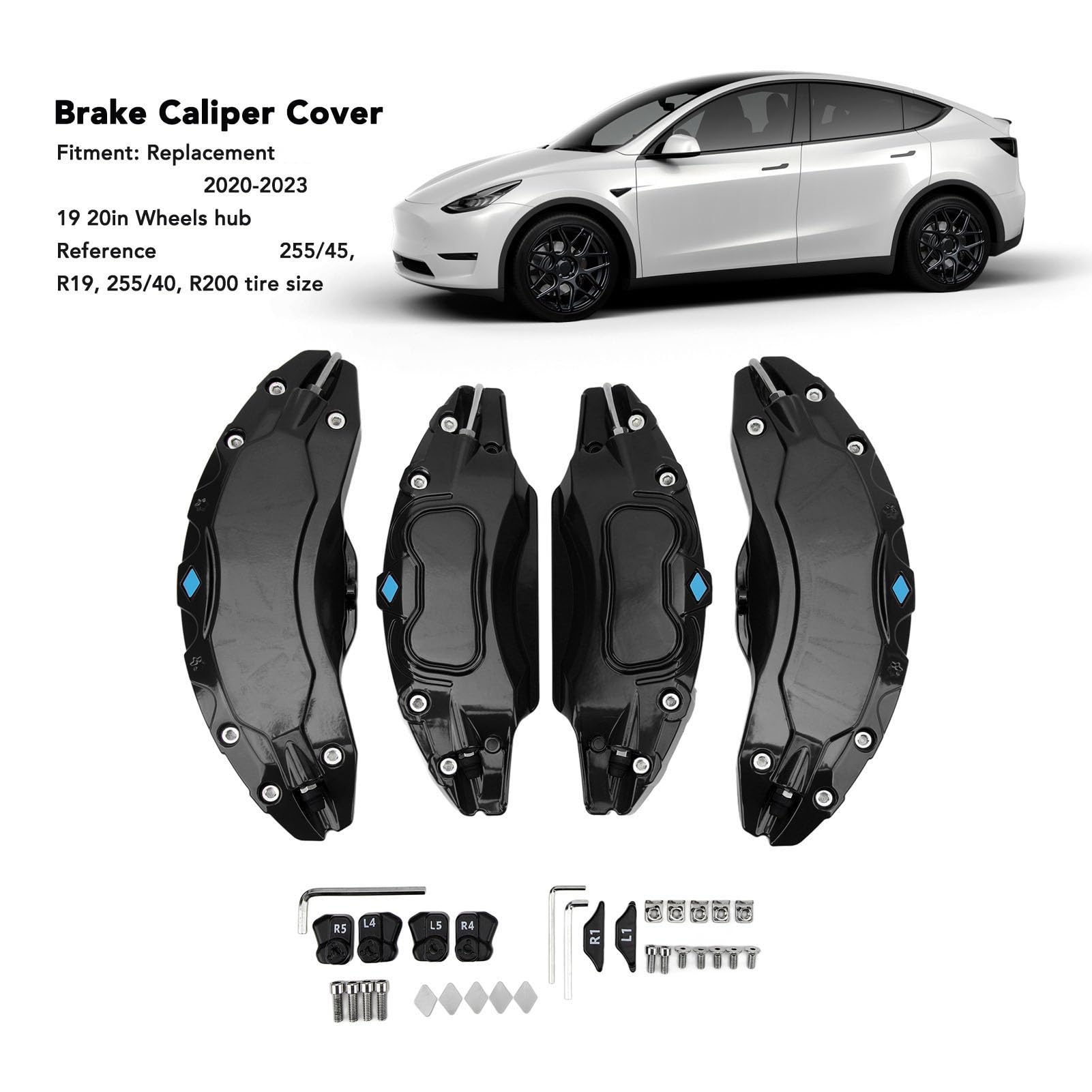 Osłona Zacisku Hamulca, Osłona Zacisku ze Stopu Aluminium do 19-20-calowej Piasty Koła Modelu Y (BLACK)