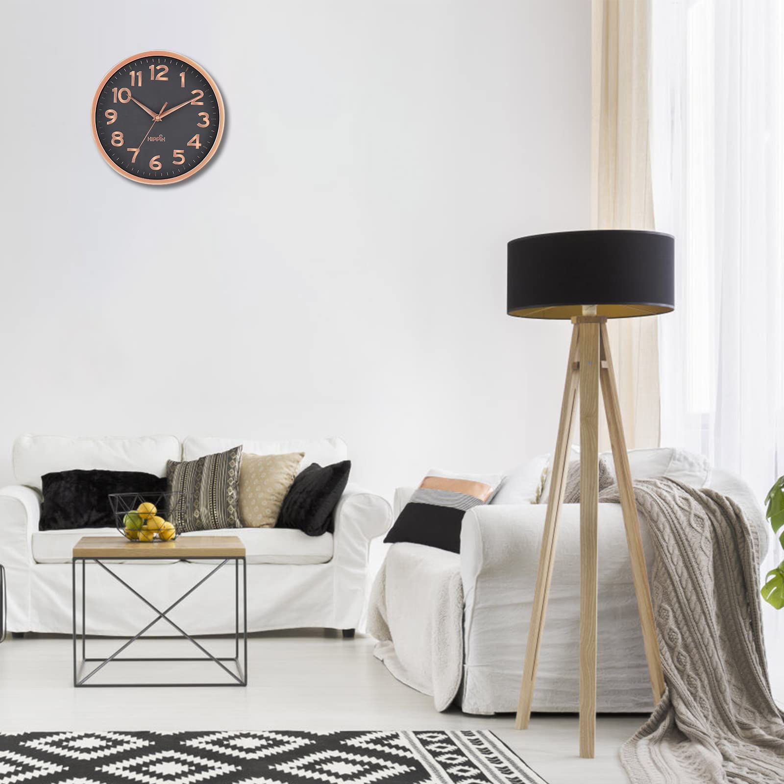 HIPPIH Wall Clock 2 Pack, 10 Inch Modern Wall Clocks Battery Operated, Non Ticking Silent Wall Clock, Simple Small Analog Wall Clock for Living Room, Bedroom, School, Office Decor (Rose Gold Black)