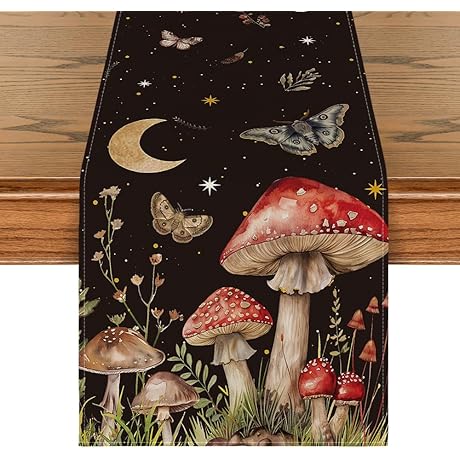 Artoid Mode Mushroom Table Decor: Enchanting Autumnal Table Runner