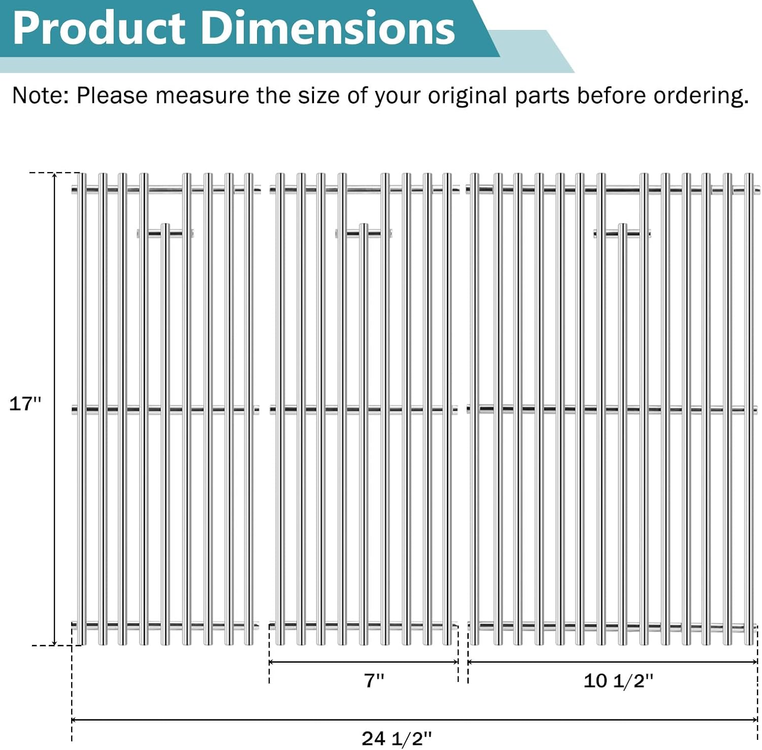 Criditpid Grill Grates for Charbroil Performance 4 Burner 463365021 463351021 463350722 463354021 463366022 463365522 463352521, 17" Cooking Grates for Charbroil Grill Parts G426-0004-W1 G426-0005-W1