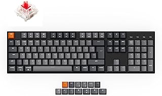 Keychron K10 ISO-UK-Layout Full Size Layout White LED Backlit Hot-Swappable Mechanical Keyboard for Mac Windows, Bluetooth Wireless/USB Wired Computer Keyboard with Red Switch Gateron G Pro