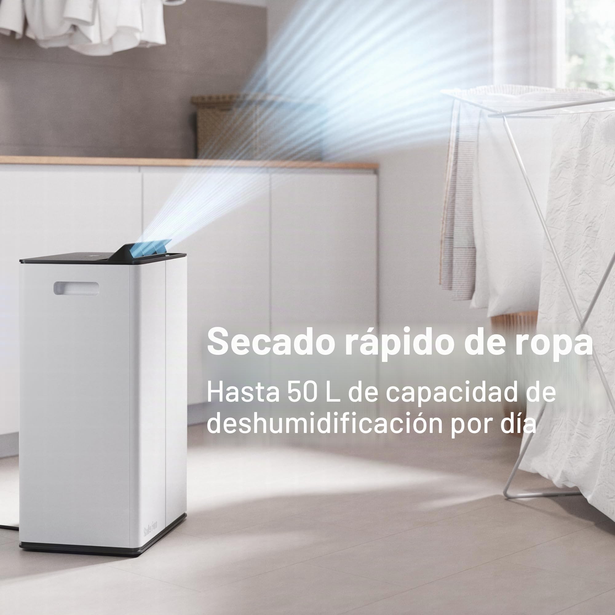 Stadler Form Deshumidificador y purificador Lukas Pro, capacidad de deshumidificación de 50 l/24 horas, para habitaciones grandes de hasta 175 m², sótano, modo de limpieza de aire, filtro HEPA, WiFi