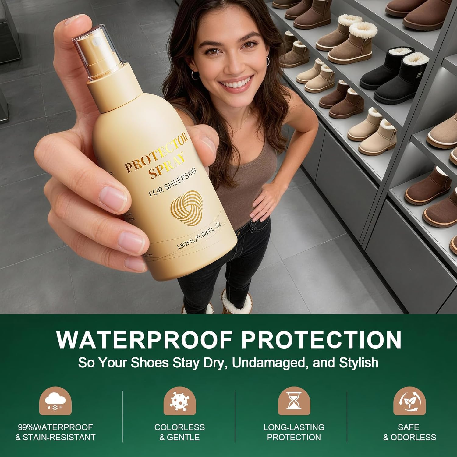 Suede Shoe Waterproof Spray: Water Repellent Protection for Sheepskin Nubuck Boots and Shoes for Rain Snow Daily Wear - Image 2