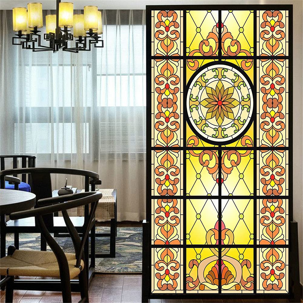 Decortive Window Film Privacy European Style Static Cling Window Stickers No Glue Frosted Window Coverings (W x L) 69x100cm(27x39.4)