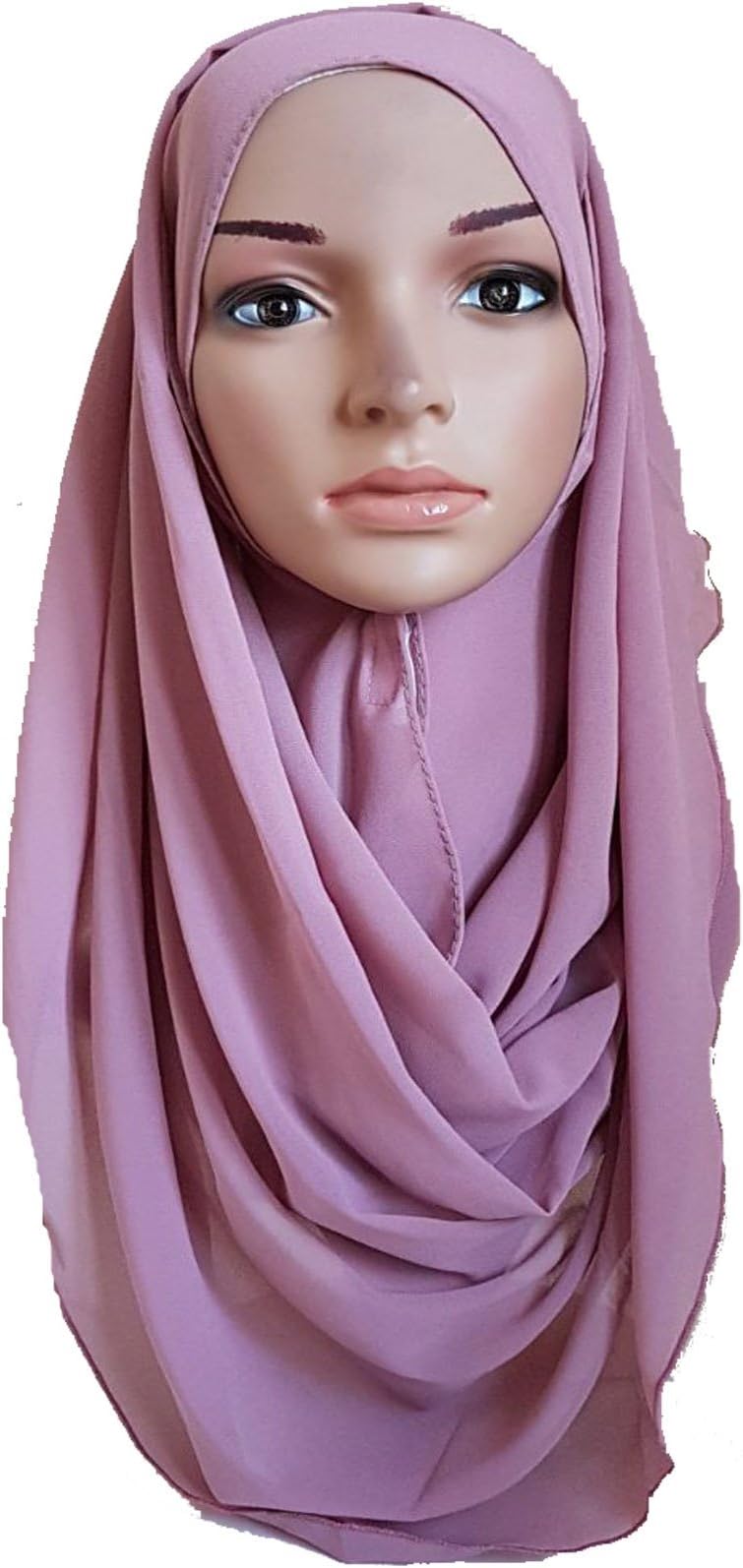 Ready to Wear Chiffon Hijab Double Loop Slip On Scarf Pull Over Crepe Shawl Islamic Crepe Chiffon