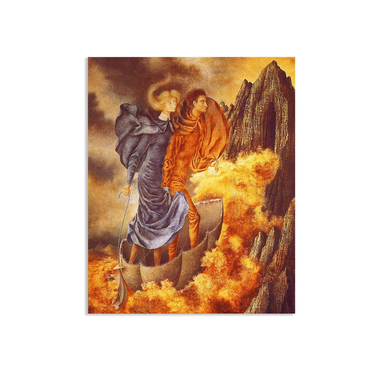 MYCGGDGH Remedios Varo Canvas Wall Art Reproductions of Famous Paintings The Flight Remedios Varo Wall Decor for Living Room Bedroom Home Decor80x60cm(32x24in) Frameless
