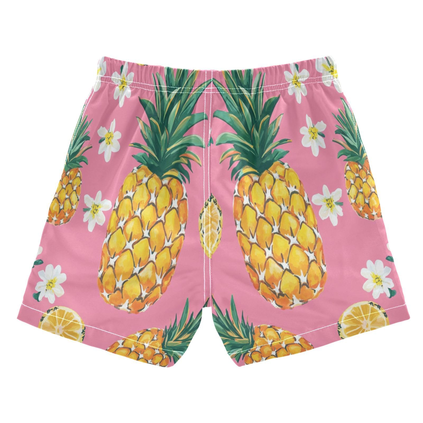 Jucciaco Boys Beach Board Shorts Pineapple Fruit Flower Swim Trunk Teen Swimwear