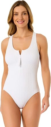 Anne Cole Textured Scoop Neck Racerback One-Piece Swimsuit