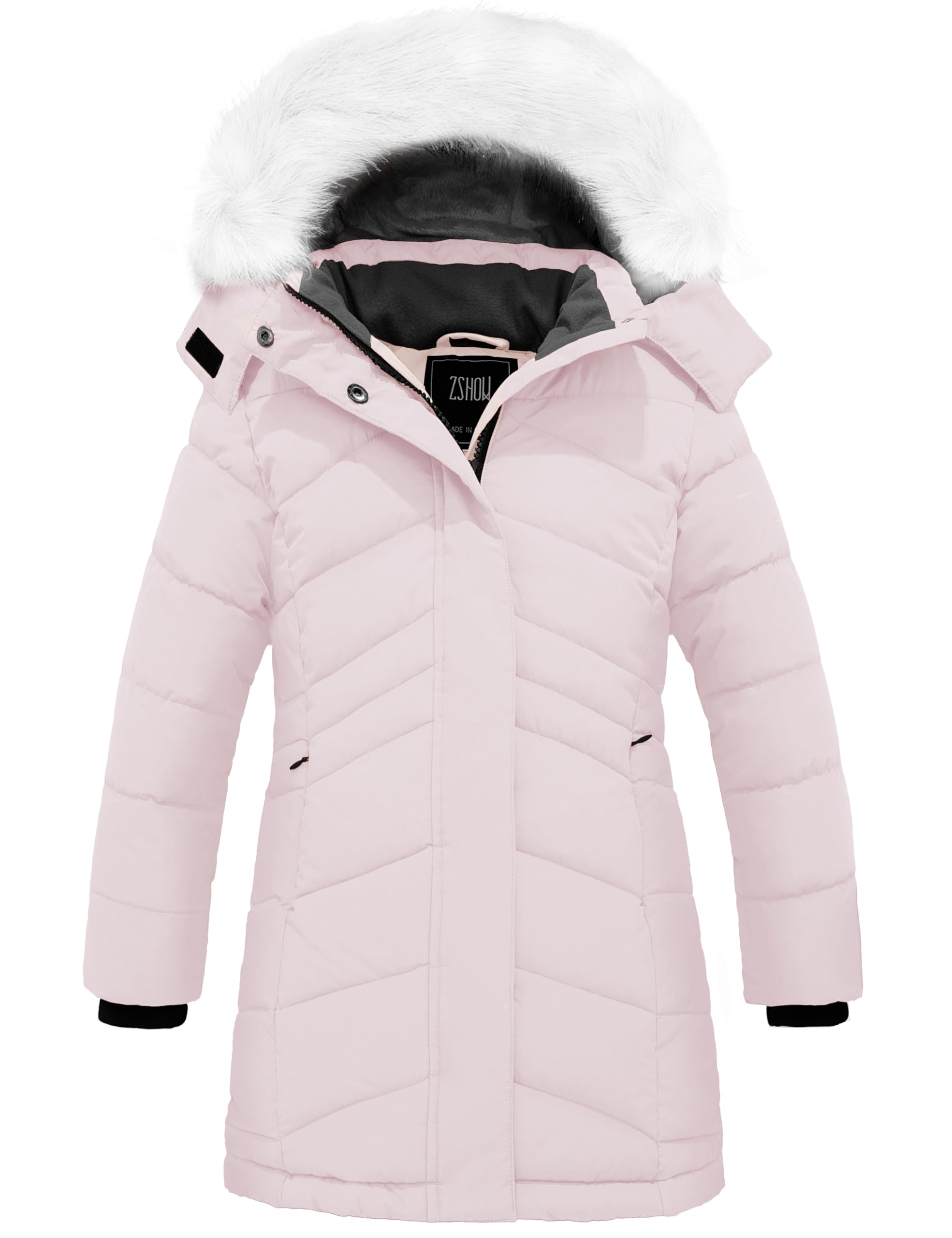 ZSHOW Girls' Winter Coat Insulated Long Quilted Puffer Jacket Snow Parka