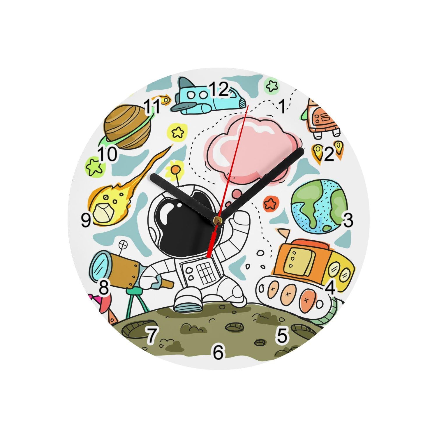 Horloge murale en verre Little Astronaute pour éveiller l'imaginaire des petits rêveurs
