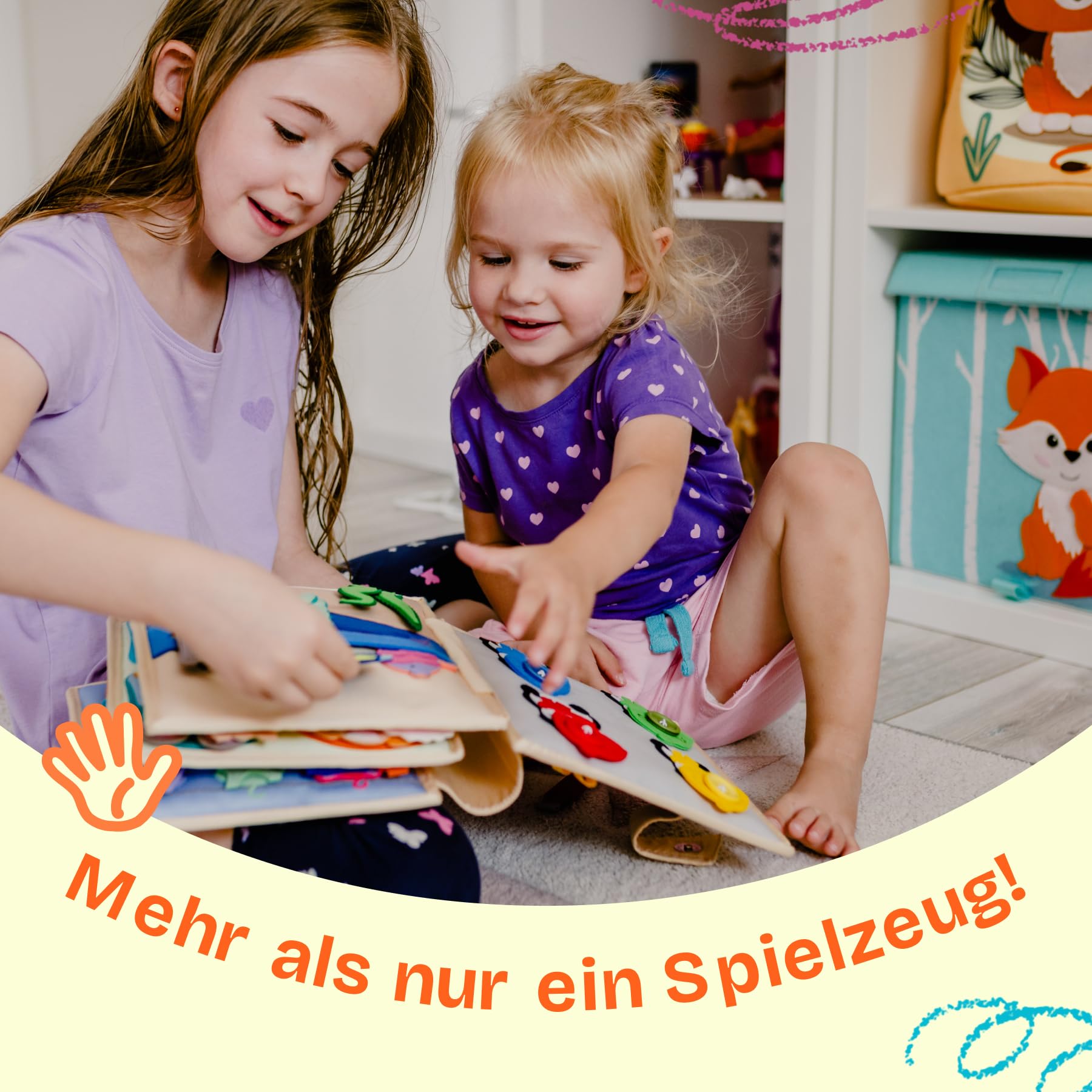 Jolly Designs – Mein erstes Fahrrad - 6 Seiten Quiet Book – Montessori Spielzeug ab 18 Monaten – Motorik & Sensorik fördern – Handgefertigtes Filzbuch – Lernspielzeug für Kleinkinder – Busy Book