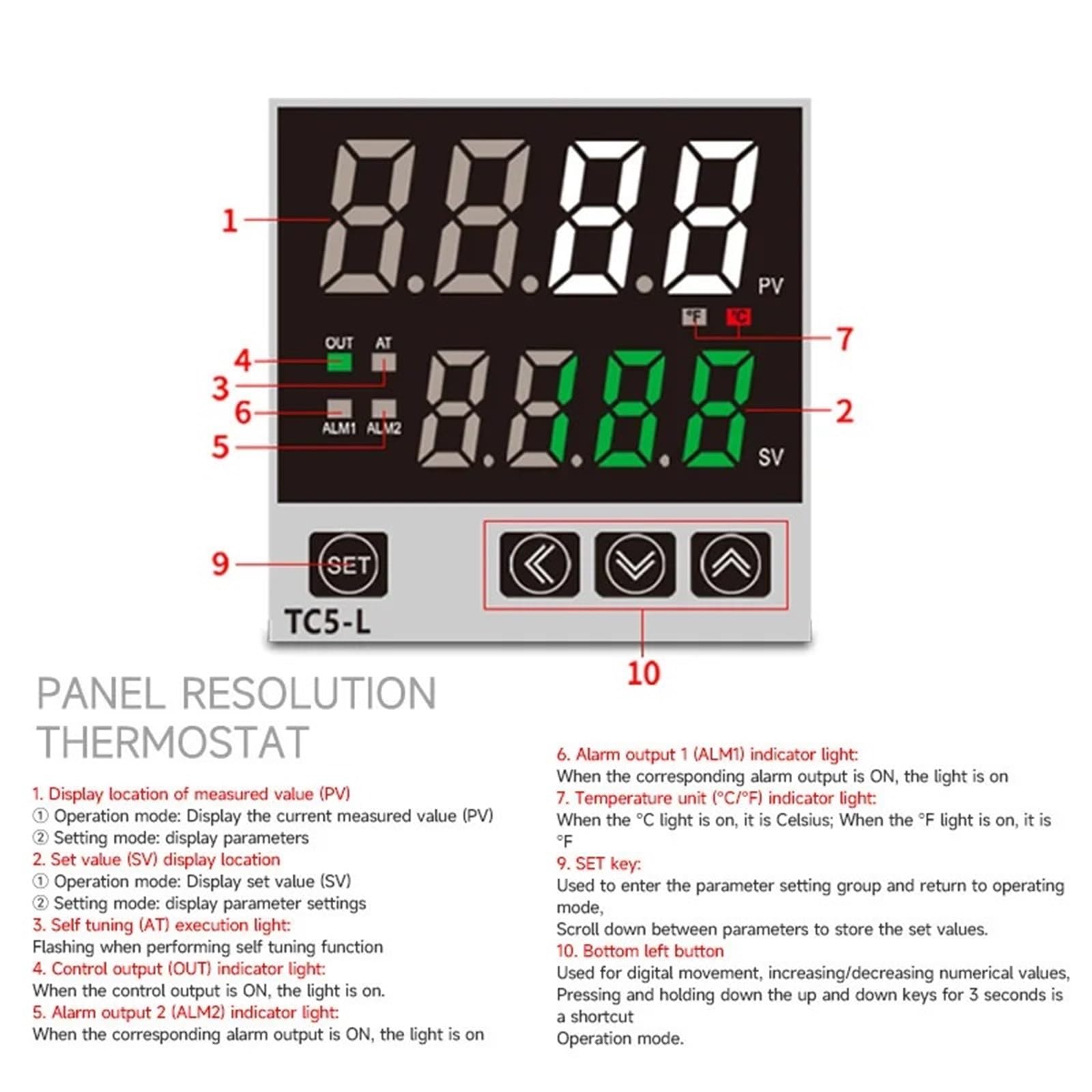 Contrôleur de température PID, minuterie, thermomètre, relais type K 400 ℃ AC100 ~ 220V, Instrument de contrôle d'intégration, alarme sonore, 1 pièces(TC5-S)