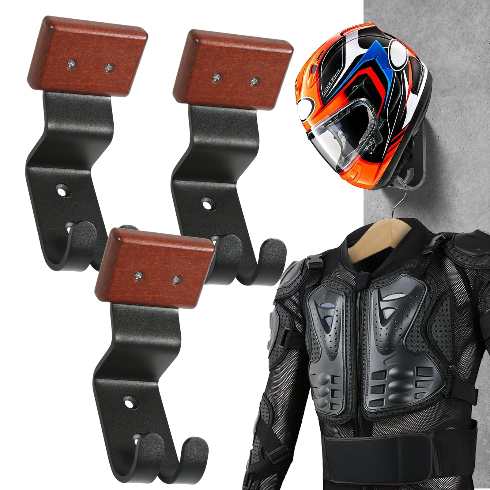 Supporto per casco da moto, ripiano con gancio per appendere casco da moto e giacca da moto