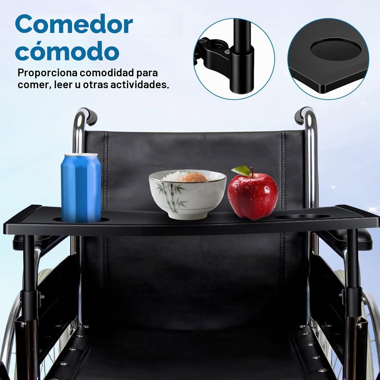 PACKOVE Mesa De Comedor Para Sillas De Ruedas Bandeja Ligera Portátil Para Comer Con Portavasos Para Exteriores y Camping