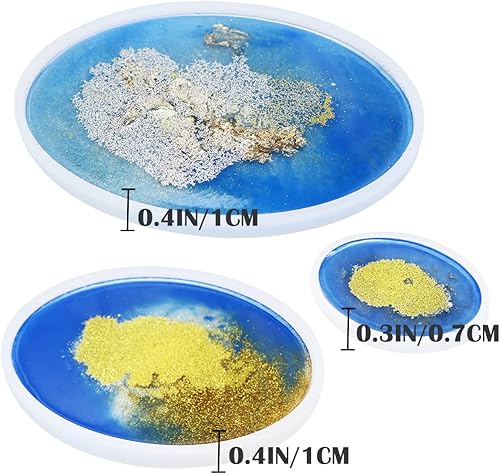 Miniatura 3 de Molde de resina epoxi de cristal ovalado, 3 unidades, molde de resina para resina epoxi molde de resina de silicona para decoración de oficina y
