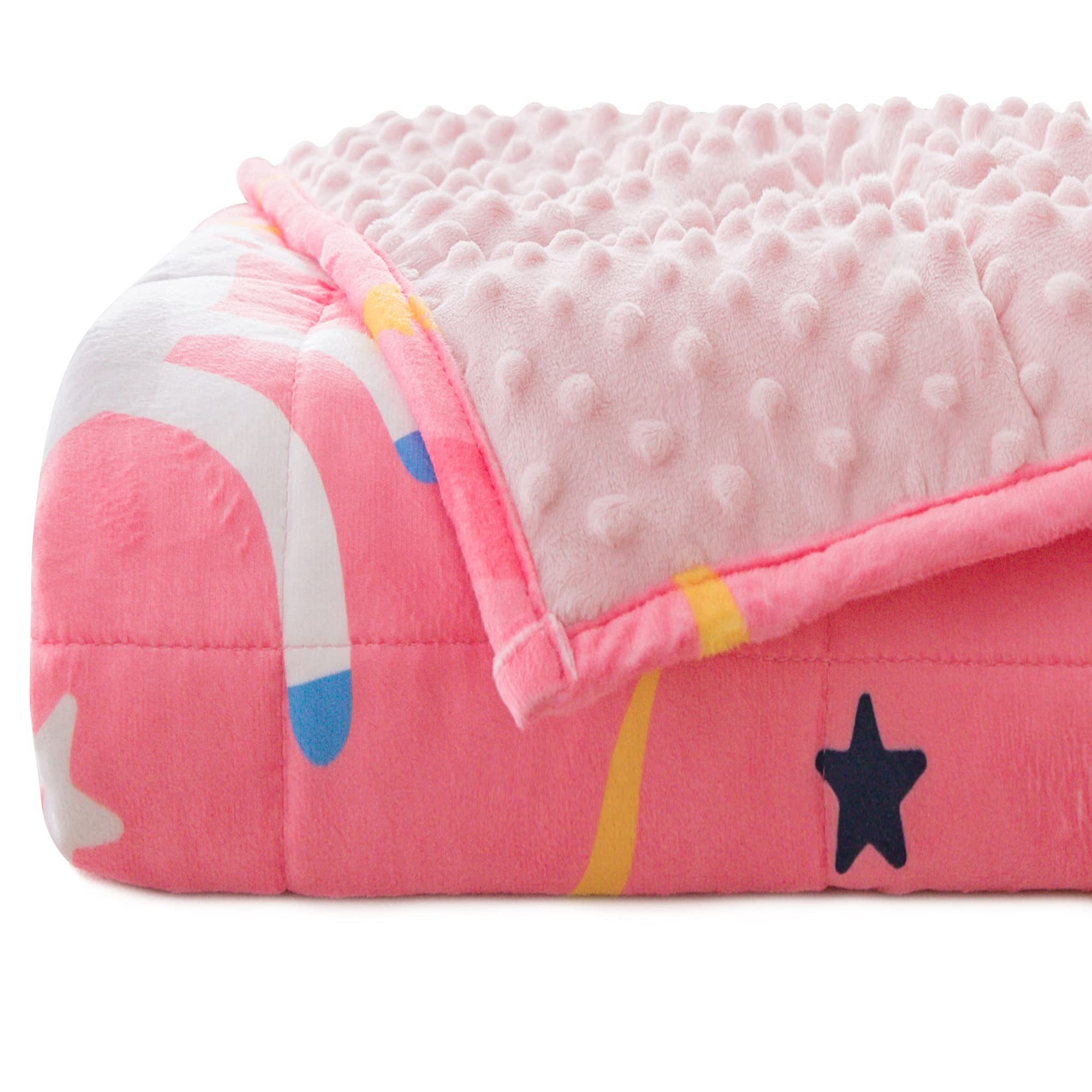 Sivio Minky Dotted Weighted Blanket for Kids, Super Soft Crystal Velvet Reversible Heavy Blanket with Cute Cartoon Patterns, 3 lbs, 36x48 Inch, Pink Unicorn