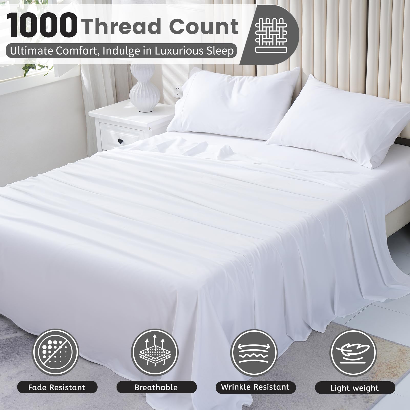 Bedlifes Sábanas Refrescantes De 800 Hilos 100% Algodón