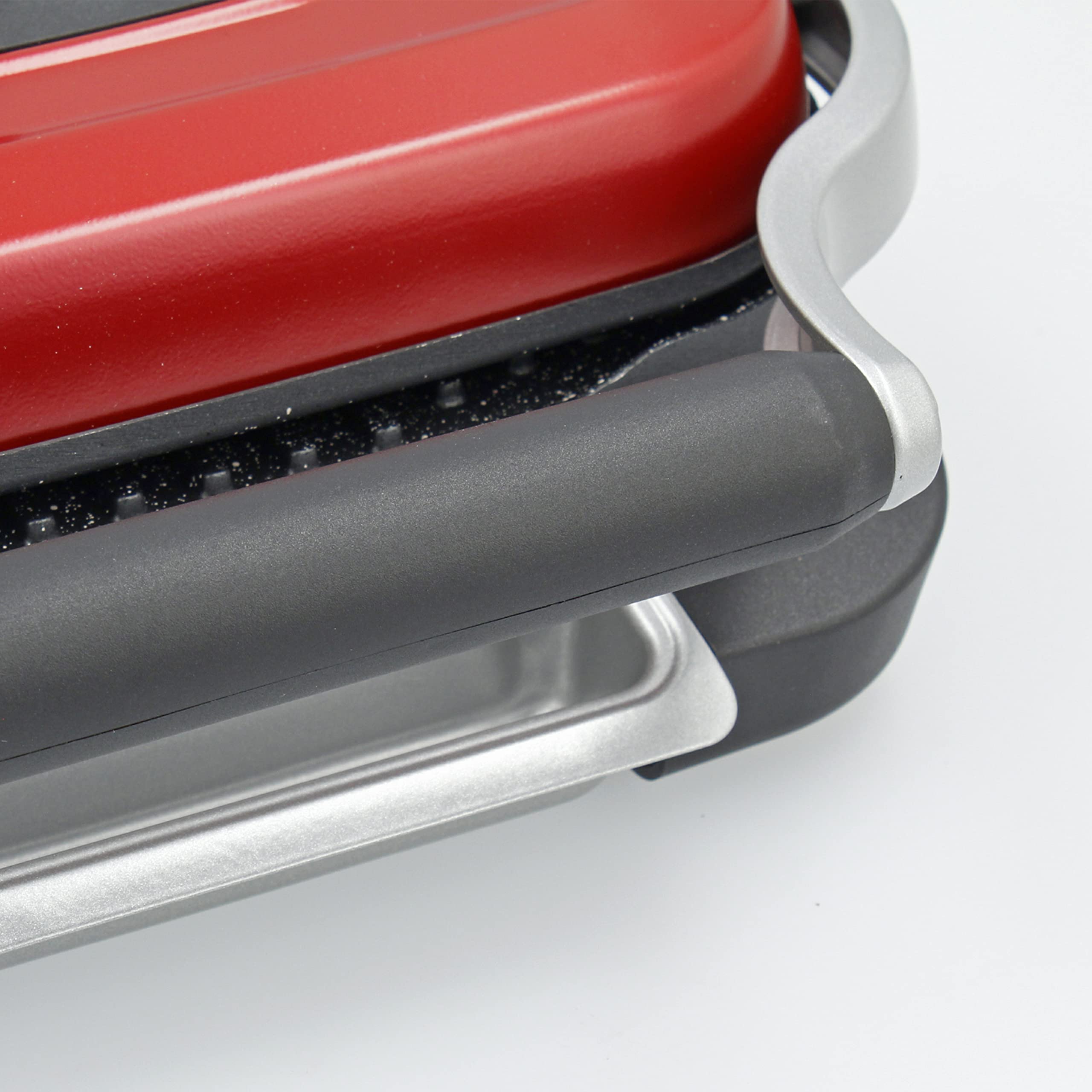 TM Electron TMPGR003RED grill eléctrico estilo retro, calentamiento rápido, revestimiento antiadherente de 5 capas, control de altura y temperatura, bandeja de residuos extraíble, 1300W