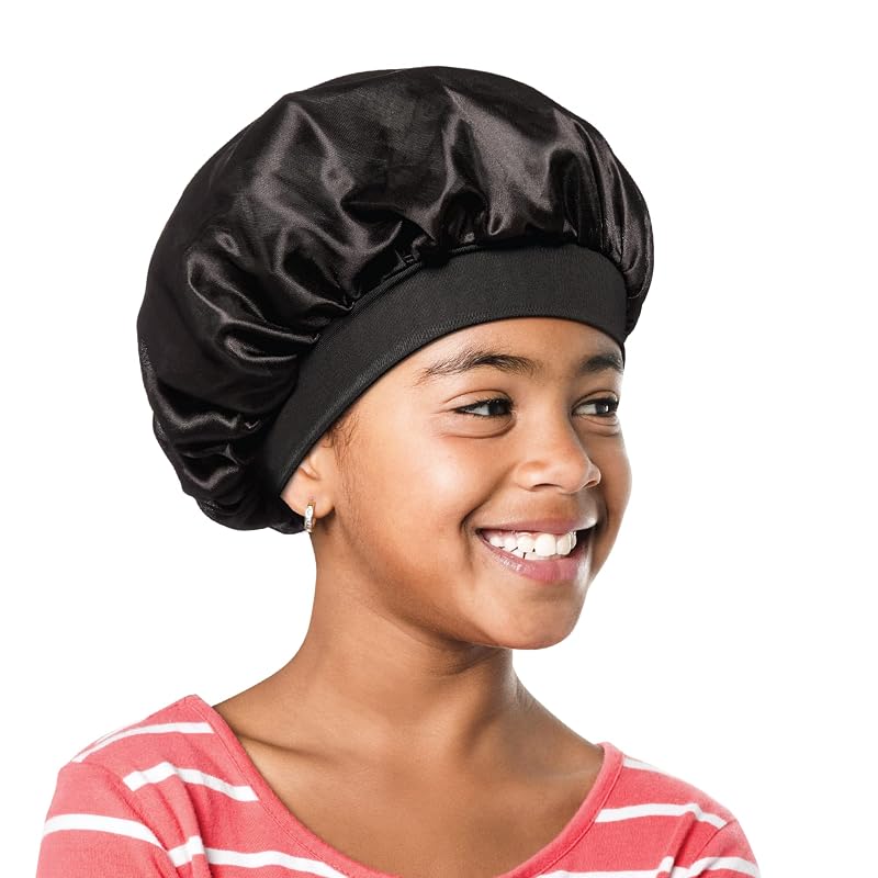 Touca de cetim infantil Red by Kiss com faixa larga, preta