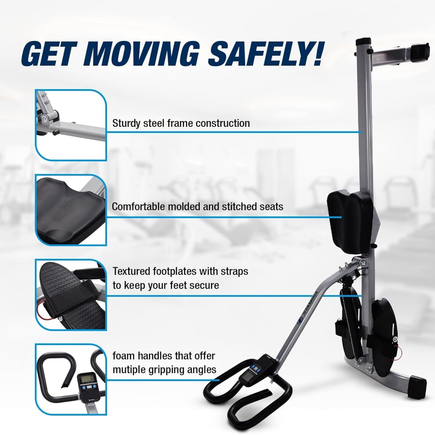 Stamina Pro InMotion Rower, Full Body Cardio Exercise Home Gym Fitness Machine - with 6 Resistance Levels, InTouch Monitor, and App Access