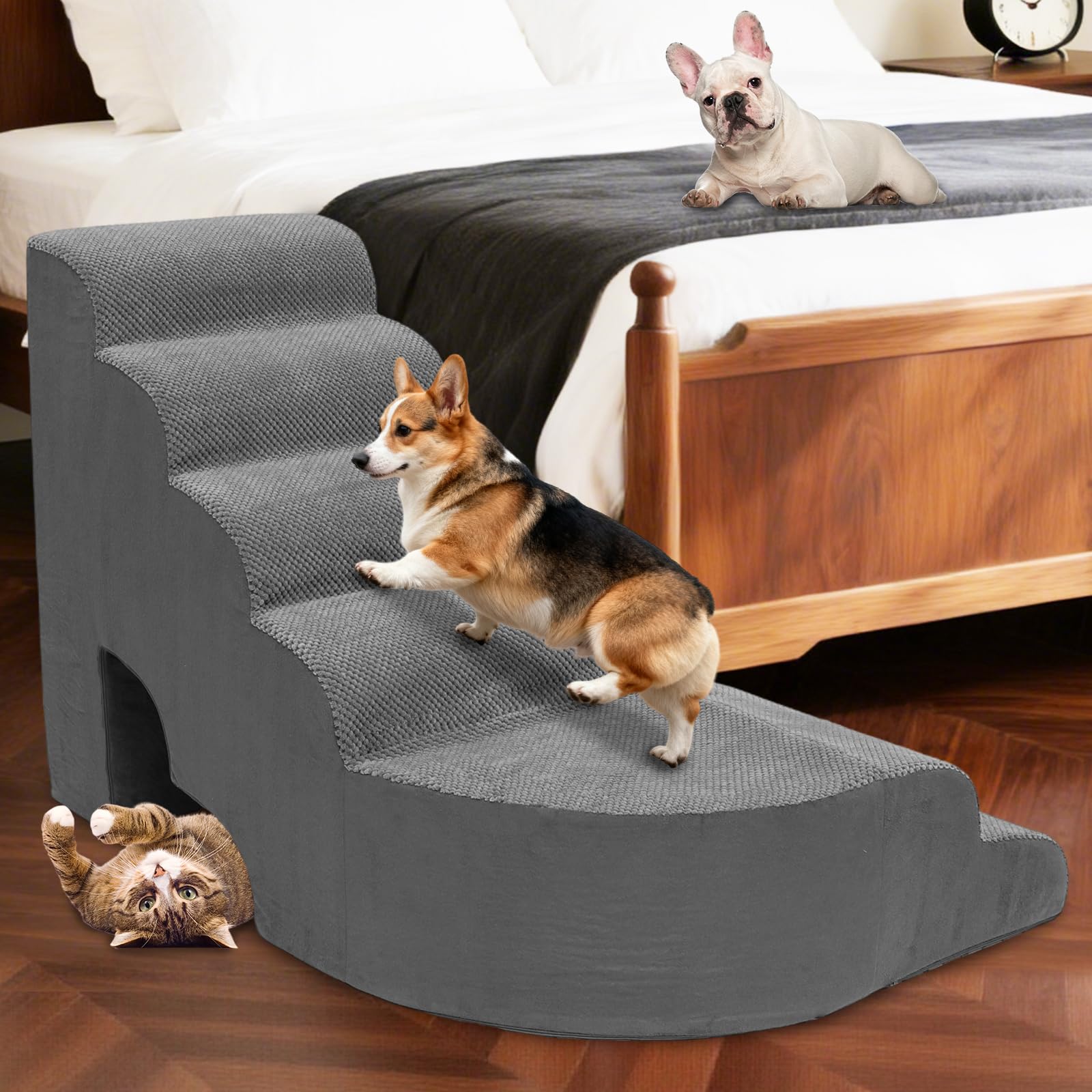 Escalier pour chien canapé et lit haut escalier 6 niveaux gris