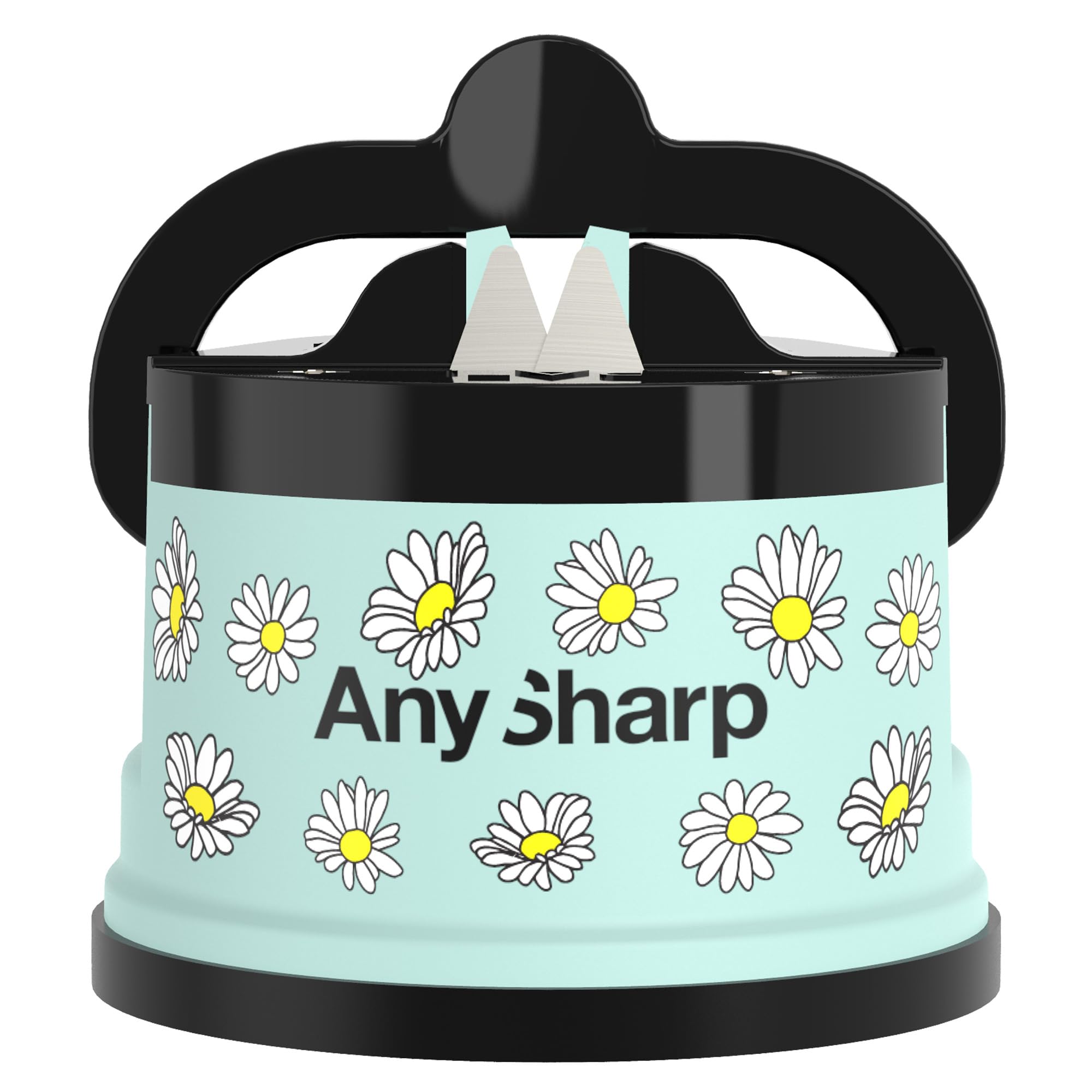 AnySharp – EDITIONS – Hands Free Knife Sharpener - Easy to Use Sharpening Tool with PowerGrip Suction Base and 20-Degree Pre-set Angle - For All Knives: Chef’s, Serrated, and Hardened Steel - Daisy