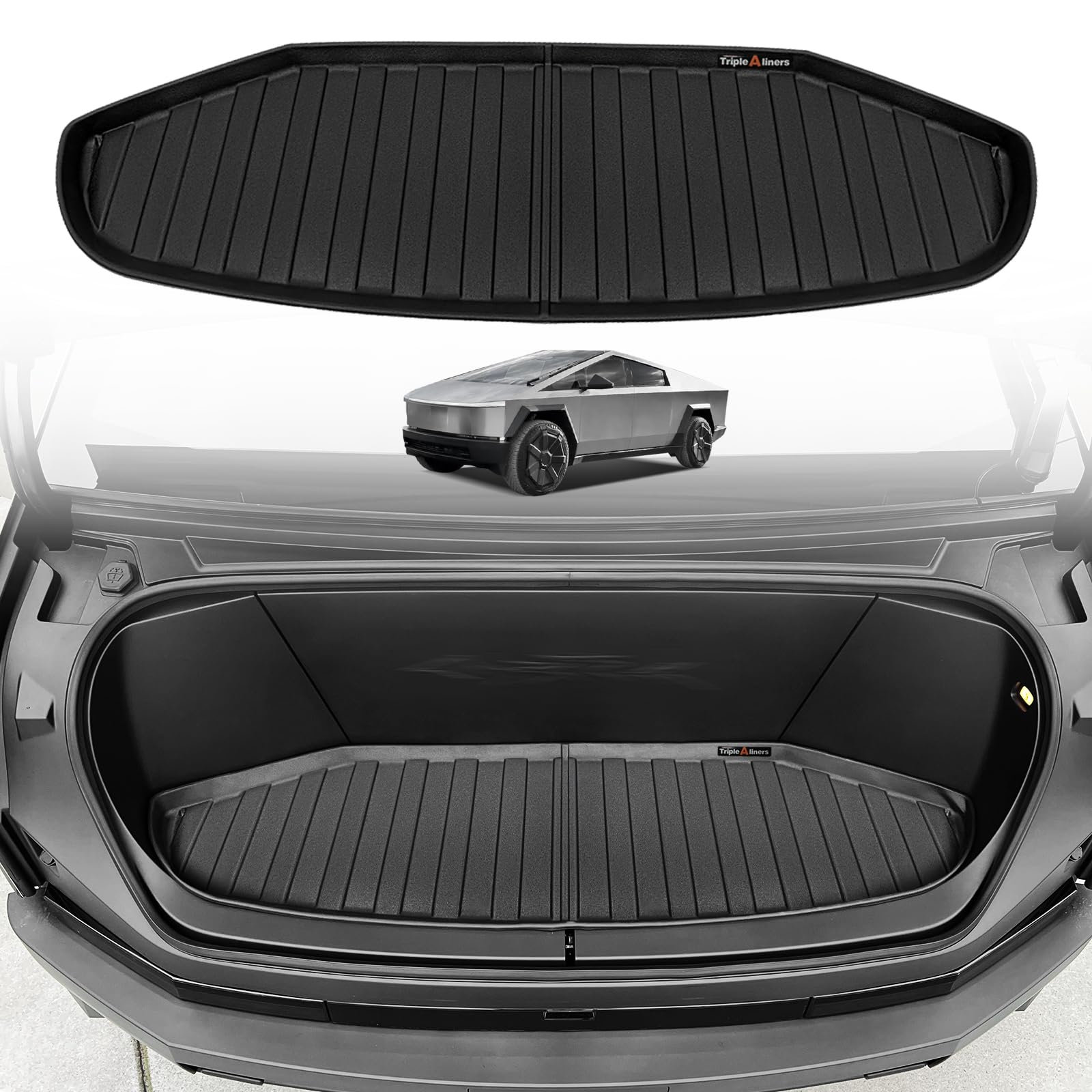 TripleAliners Front Trunk Frunk Mat Compatible with Tesla Cybertruck 2025 2024 2023 Accessories All Weather 3D Custom Fit TPE Mats Frunk Liner