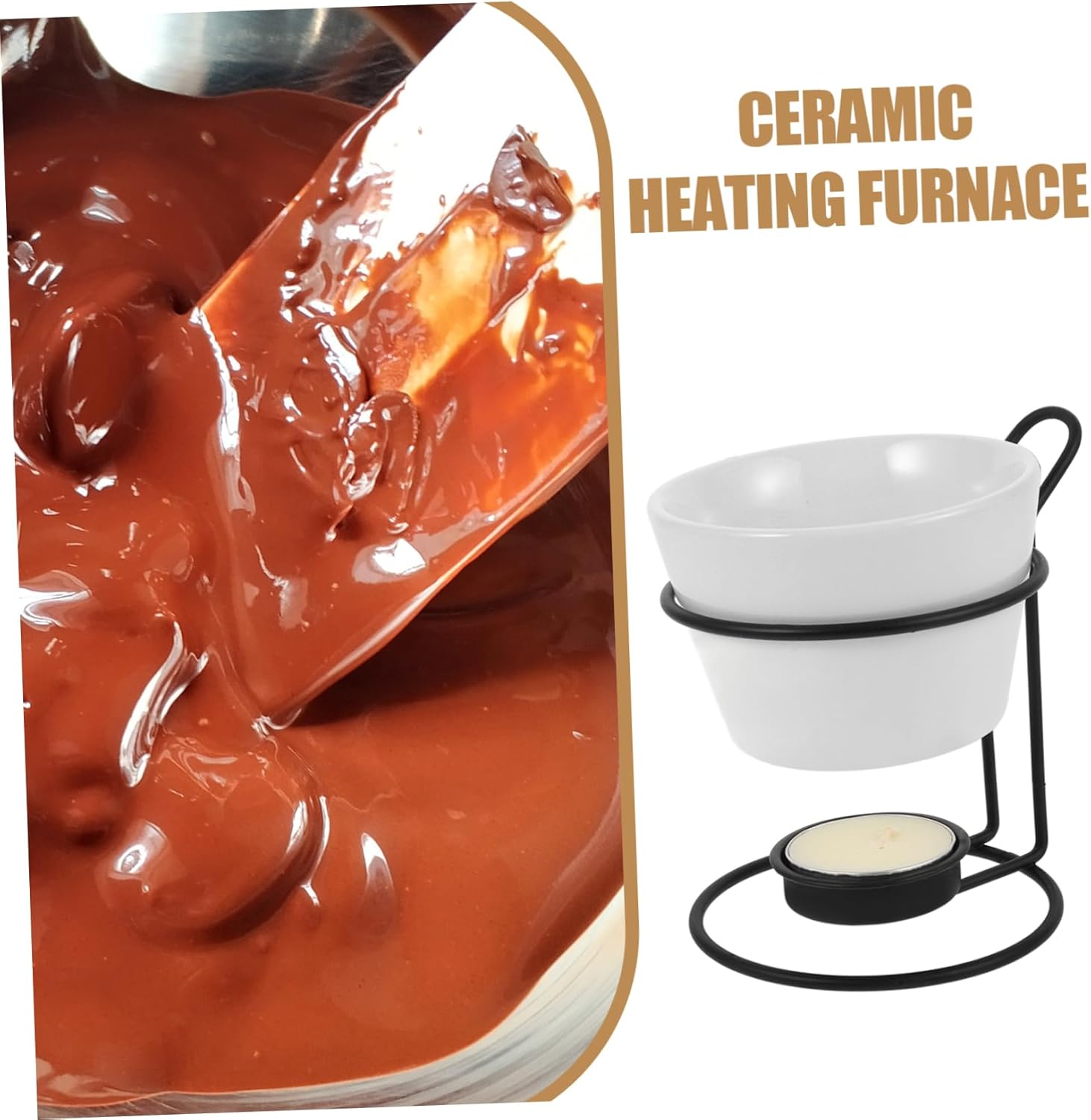 2sets Ceramic Butter Warmer Iron Rack Versatile Melting Pot for Chocolate and Cheese for Parties and Seafood Dishes Easy to Clean and Maintain