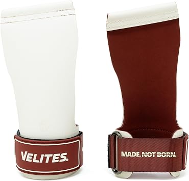 Velites - Official Crossfit Games Quad Ultra Grips - Size M Color White - No Chalk and Smooth Bars - Wristbands and Carry Bag Included - Pull-ups, Muscle-ups and Toes to bar