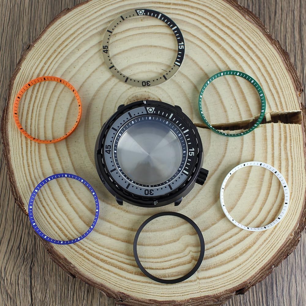 Cassa per Orologio Nera da 47 mm con Vetro Zaffiro Impermeabile, Corona a Ore 3.8 per Modelli NH35/NH34/NH36/NH38 (BlackChapterRing)