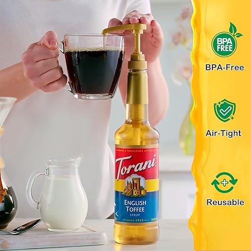 Miniatura 6 de YEVIOR Bomba de jarabe, dispensador de bomba de jarabe de café, paquete de 6 bombas de jarabe dorado para botella de jarabe de 25.4 onzas, bombas de