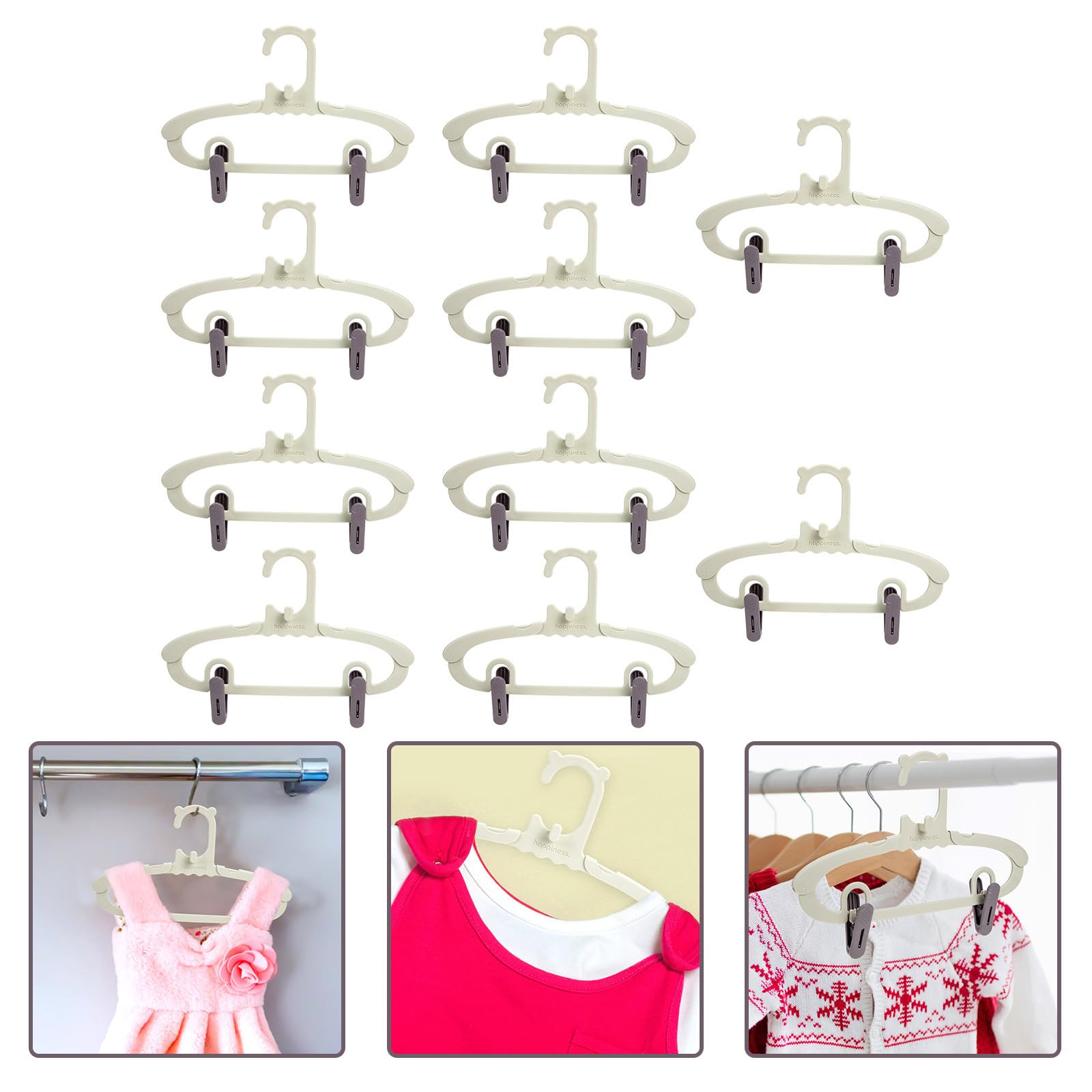 Sosoport Perchas Ajustables para Ropa Infantil con Pinzas Amarillas Resistentes y Extensibles para Colgar y Secar Prendas de Niña el Hogar