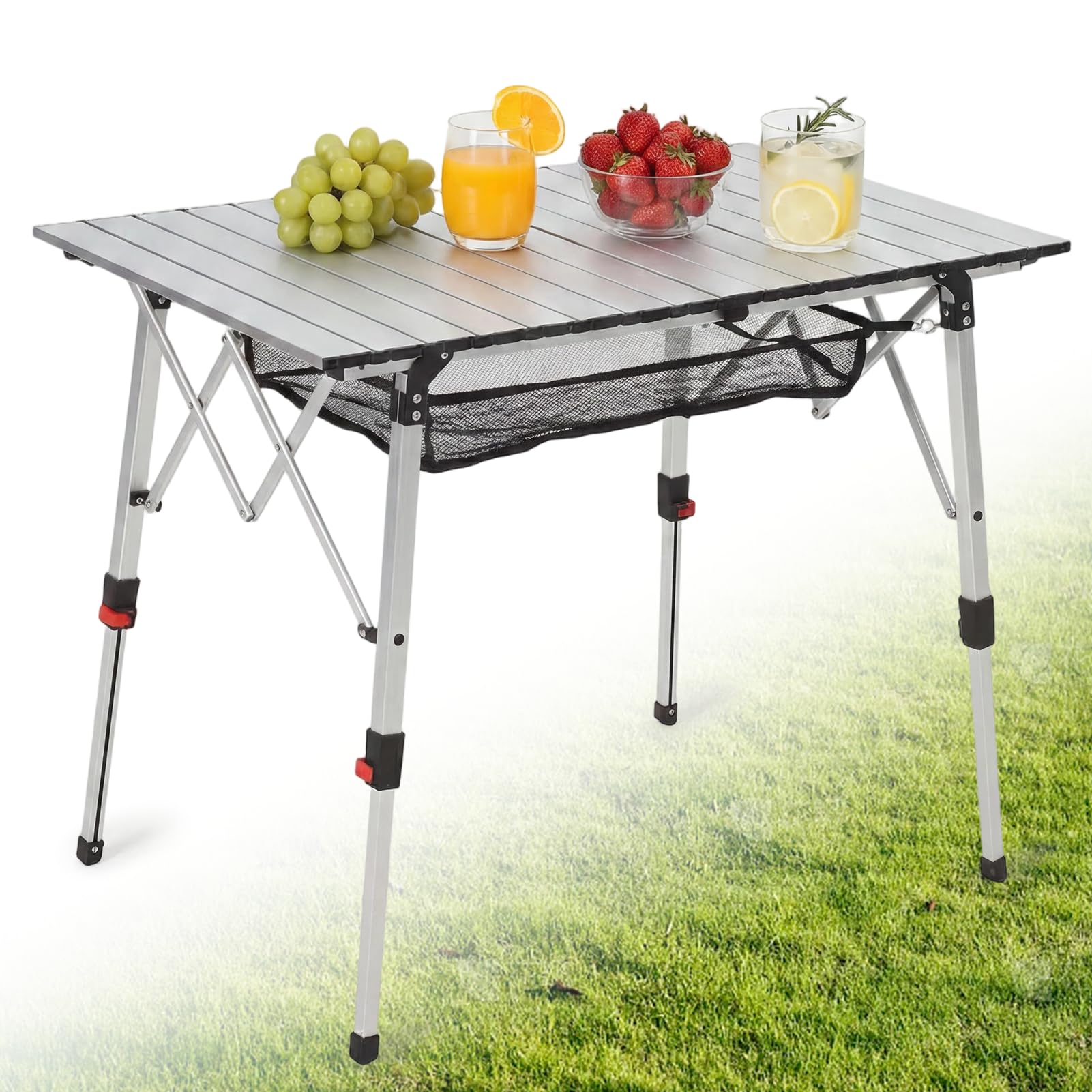 HAUSPROFI Campingtisch Klappbar Aluminium Höhenverstellbar Falttisch mit Aufrollbarer Tischplatte Tragetasche & Netztasche für Camping Picknick Garten Balkon Outdoor, Model 2026