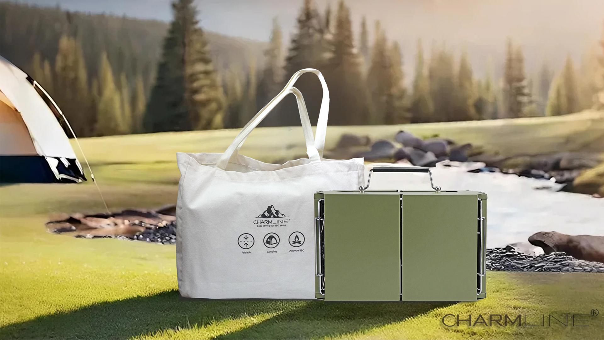 Griglia A Carbone Portatile Pieghevole | 34x23cm | Verde | Per Campeggio, Picnic E Spiaggia - Foto 7